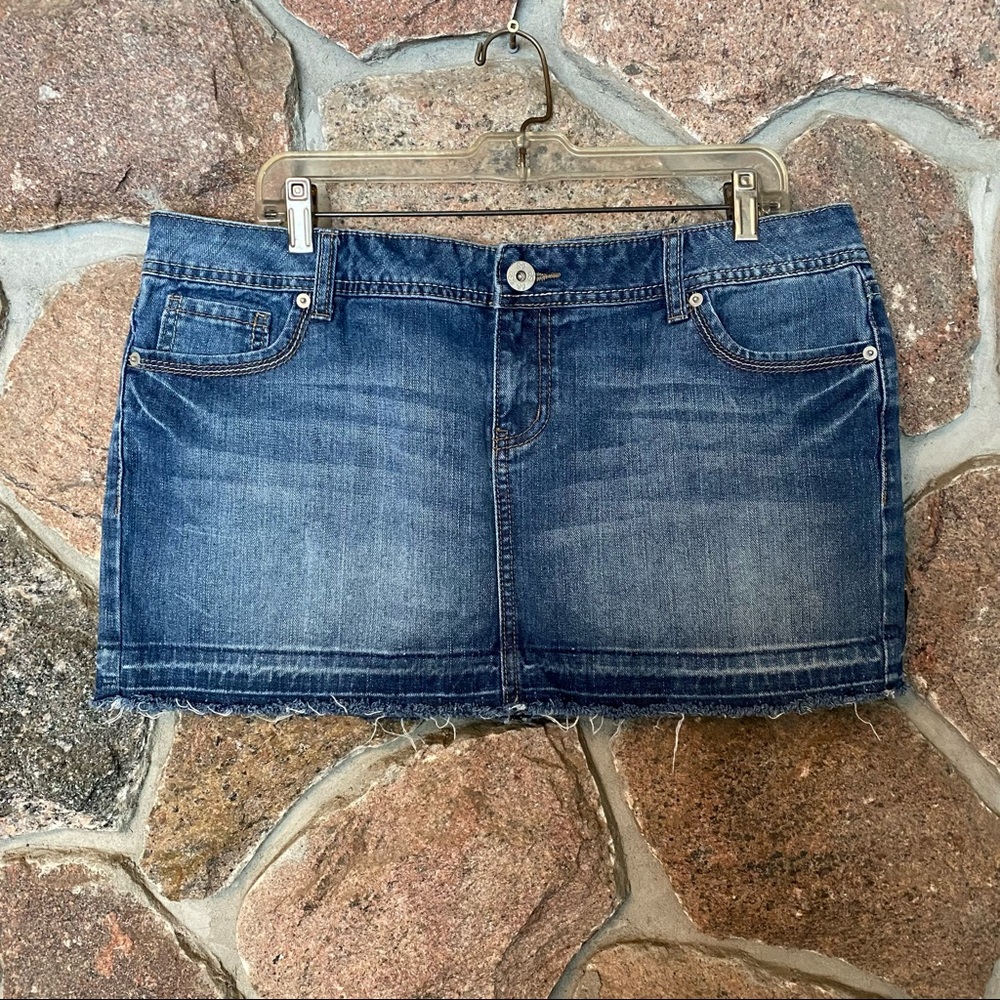 SO brand denim mini skirt.